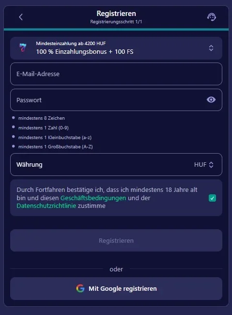 Betmatch Casino Registrierung
